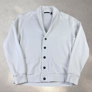 Greyson Lake Fleece Cardigan Sweater Men's Large White Cotton Blend